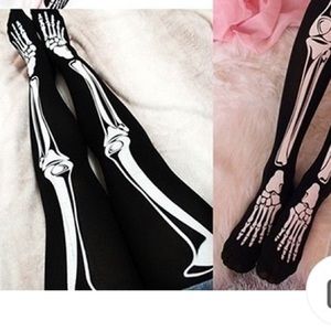 Skeleton tattoo stockings Sexy Black Nylons
